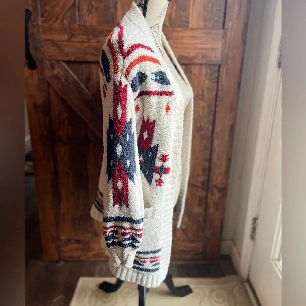 Audrey Parks by Francesca tribal boho western print oversized‎ knit cardigan sm